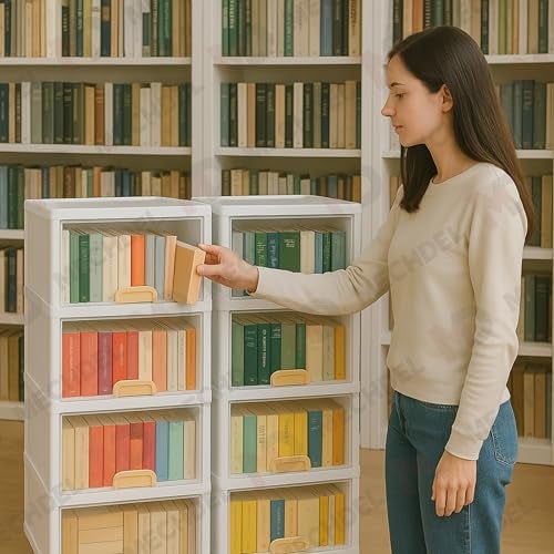 mechdel Cupboard Rack for Clothes Plastic Cabinet for Storages Foldable Wardrobe for Clothes Plastic Cloth Rack for Storages Clothe Storage (Cupboard Rack-1 Door - Transparent, 4+4 (Set)) - Image 5