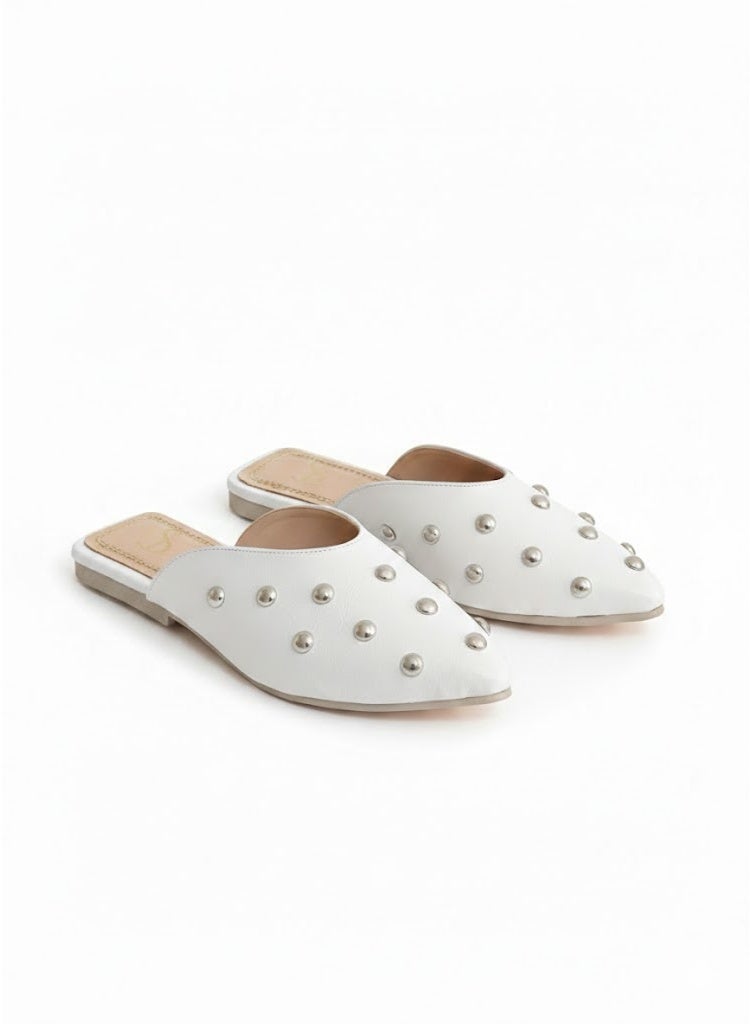 لايف ستيلاش  حذاء mule جلد أنيق SB-700 - أبيض - Image 2