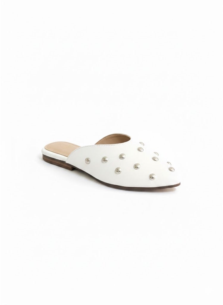 لايف ستيلاش  حذاء mule جلد أنيق SB-700 - أبيض - Image 3