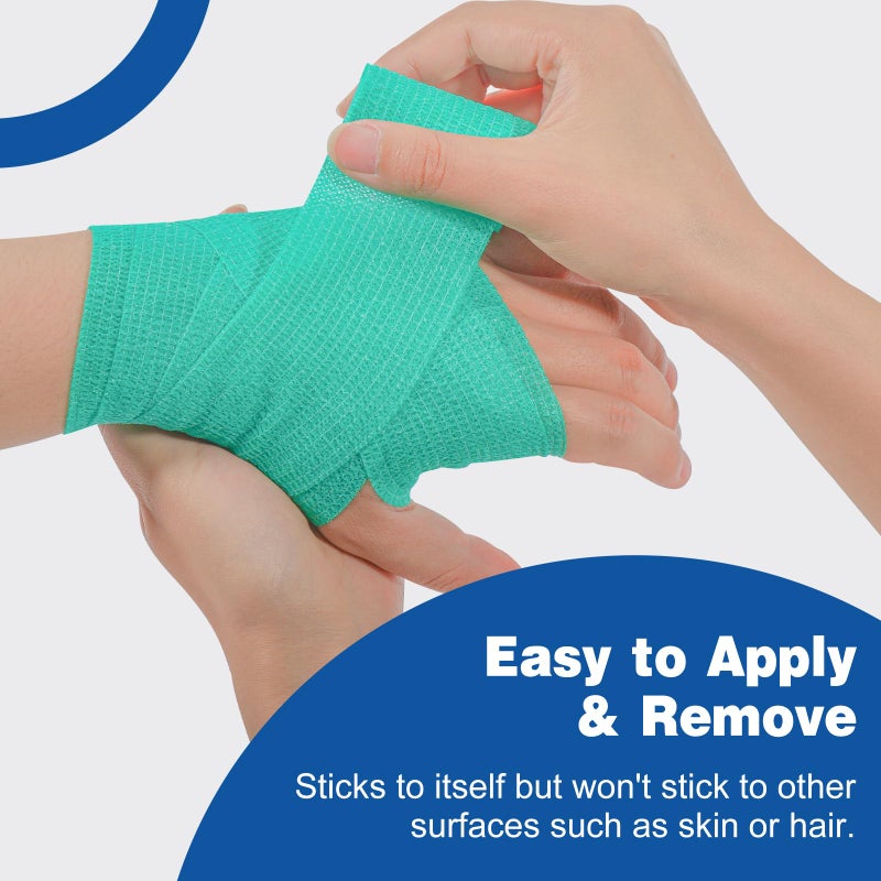 AZEN 16 Pack Self Adhesive Bandage Wrap, 2" X 5 Yards Elastic Cohesive Bandage Wrap, Color Athletic Tape, Vet Wrap, Ankle Tape, Tattoo Grip Tape Wrap - Image 4