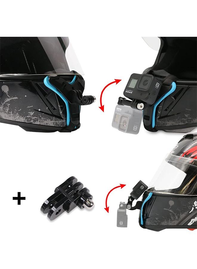 شاربدو خوذة دراجة نارية جبل الذقن لكاميرا GoPro المضادة للانزلاق والصدمات أسود أزرق - Image 3
