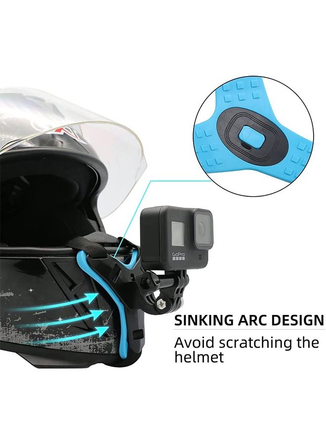 شاربدو خوذة دراجة نارية جبل الذقن لكاميرا GoPro المضادة للانزلاق والصدمات أسود أزرق - Image 2