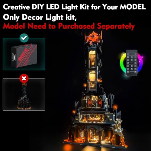 LocoLee Customized RC Light Kit Compatible with Lego Barad Dur 10333 Decor Lighting Compatible with Lego 10333 Barad Dur Eye of Sauron Dark Tower Castle ONLY Lights NO Model - Image 5
