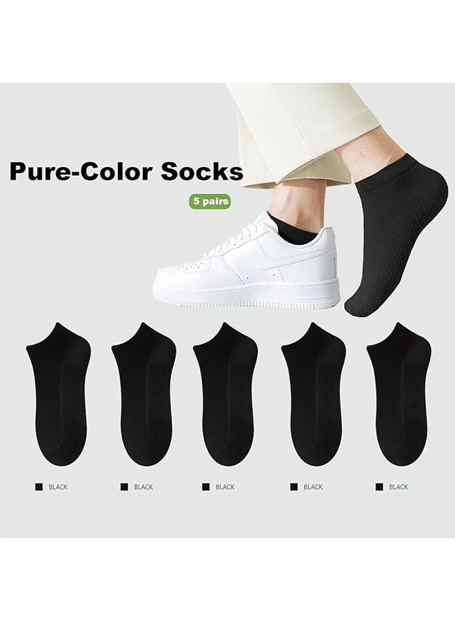 DUNISO 5 Pairs Of Men's Cotton Socks, Formal Socks, Moisture Wicking, Suitable For All Seasons, Soft And Breathable Black - Image 4
