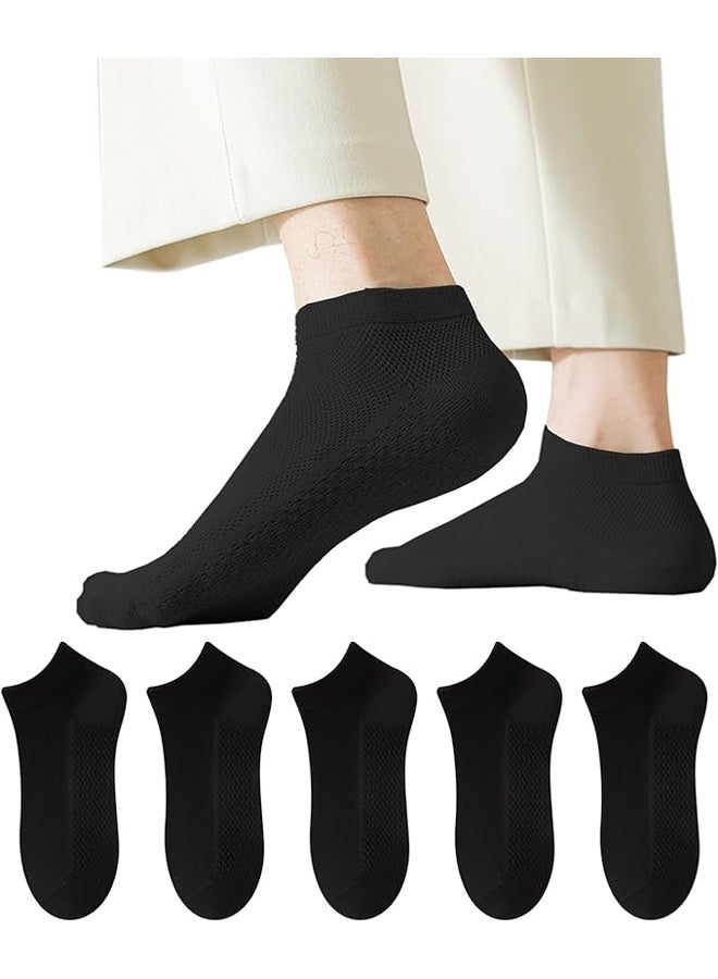 DUNISO 5 Pairs Of Men's Cotton Socks, Formal Socks, Moisture Wicking, Suitable For All Seasons, Soft And Breathable Black - Image 1
