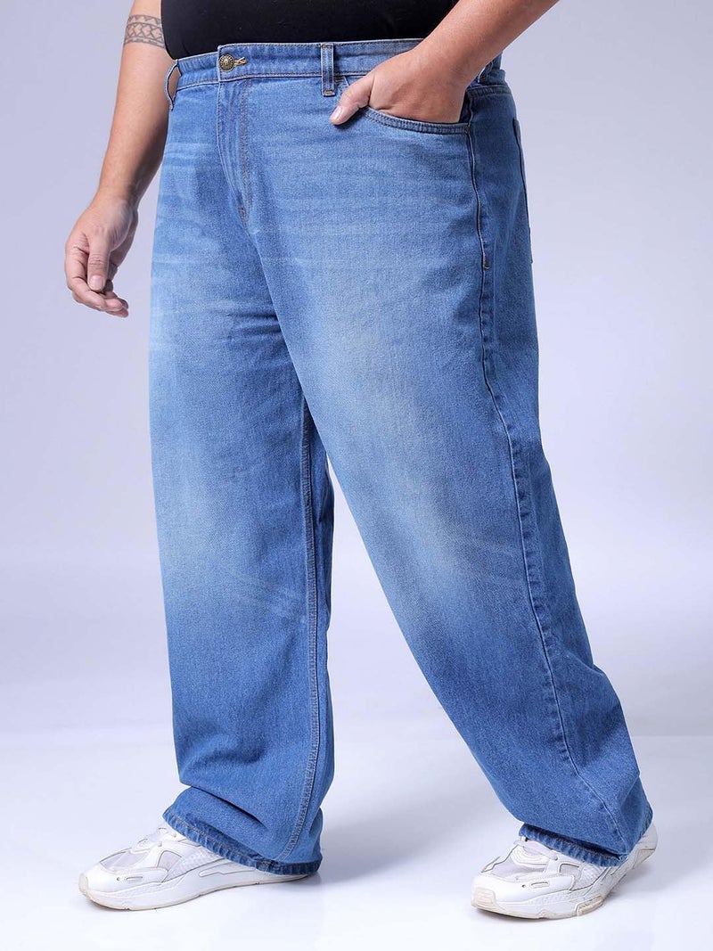 Hardsoda Men Plus Size Baggy Mid-Rise Jeans (Blue_46) - Image 2