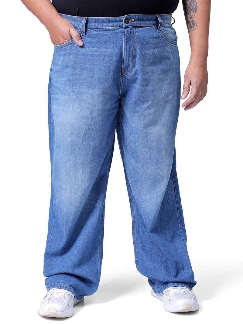 Hardsoda Men Plus Size Baggy Mid-Rise Jeans (Blue_46) - Image 1