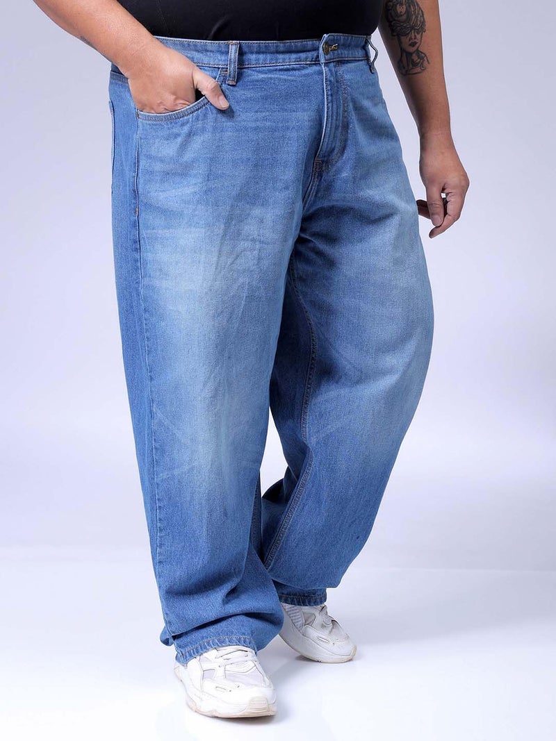 Hardsoda Men Plus Size Baggy Mid-Rise Jeans (Blue_46) - Image 3