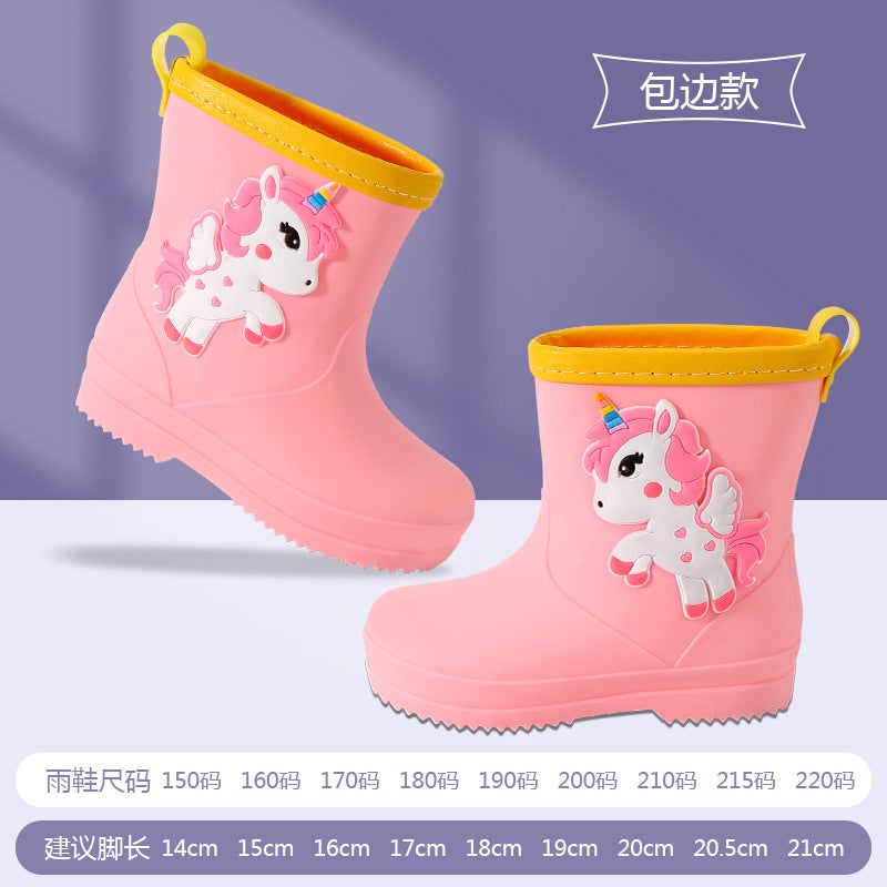 Children'S Rain Boots Boys And Girls Baby Children'S Rain Boots Non-Slip Waterproof Children'S Cartoon Necking Student Water Shoes - Image 1