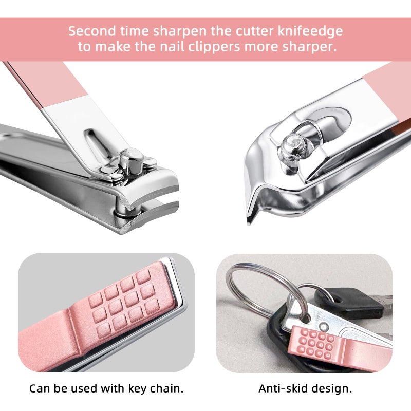 RedFlow Manicure Set 8 in 1 Nail Clipper Set,RedFlow Nail Clippers,Fingernail & Toenail Clippers,Manicure Tools,Pedicure Tools,Suitable for Travel Manicure Kit,Nail Set Kit with Everything Profe (Pink) - Image 4