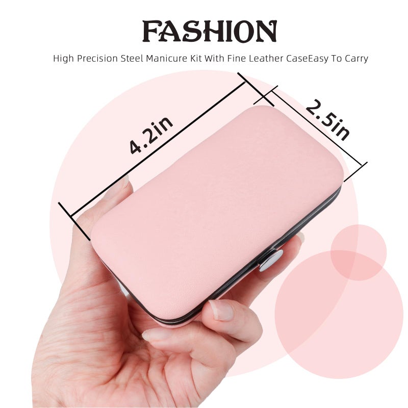 RedFlow Manicure Set 8 in 1 Nail Clipper Set,RedFlow Nail Clippers,Fingernail & Toenail Clippers,Manicure Tools,Pedicure Tools,Suitable for Travel Manicure Kit,Nail Set Kit with Everything Profe (Pink) - Image 3
