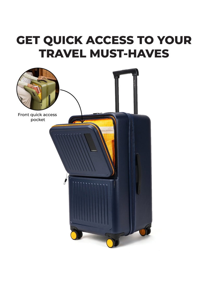 Mokobara The Transit Trunk Suitcase - Polycarbonate Material | We Meet Again Sunray, Navy Blue - Image 4