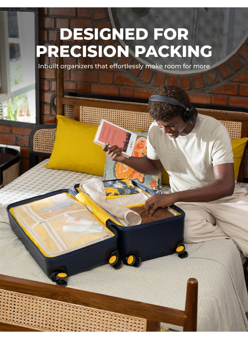 Mokobara The Transit Trunk Suitcase - Polycarbonate Material | We Meet Again Sunray, Navy Blue - Image 3