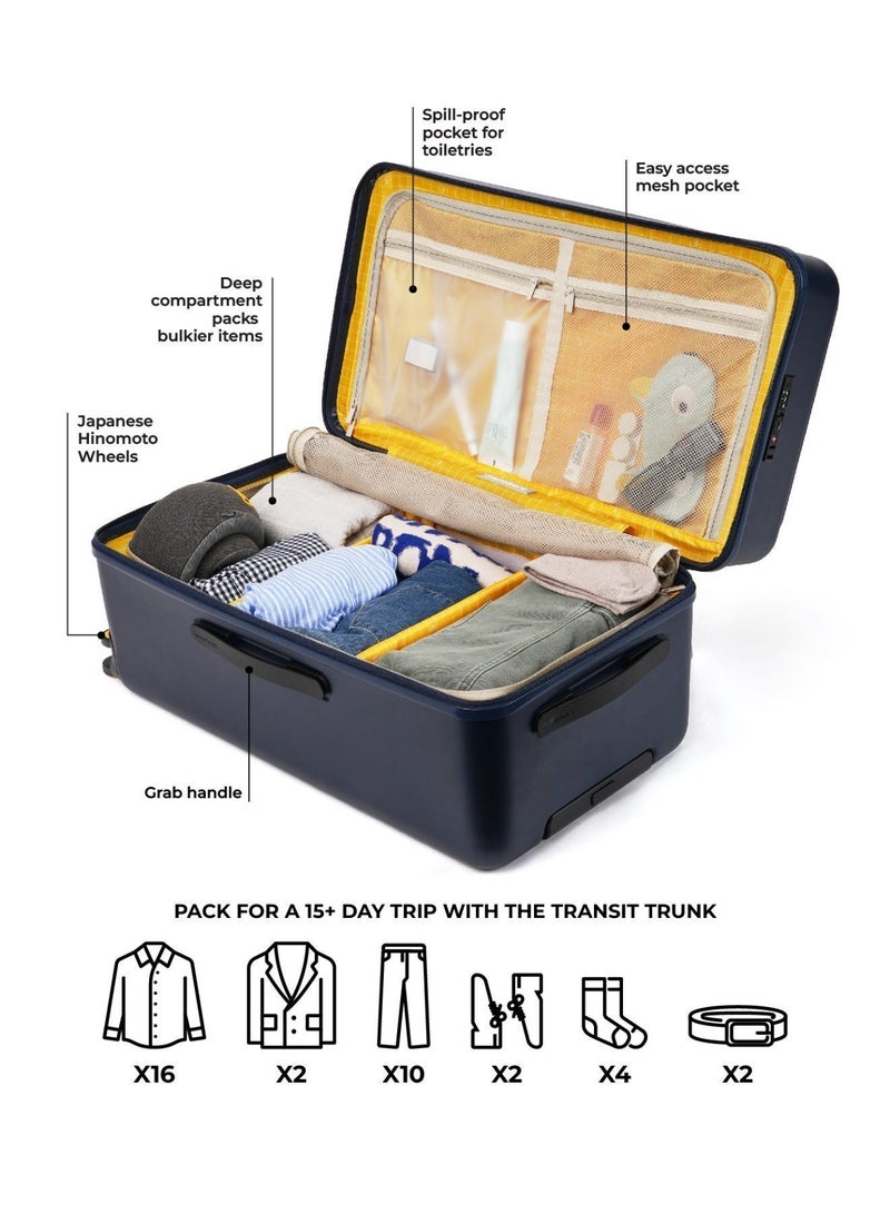 Mokobara The Transit Trunk Suitcase - Polycarbonate Material | We Meet Again Sunray, Navy Blue - Image 5