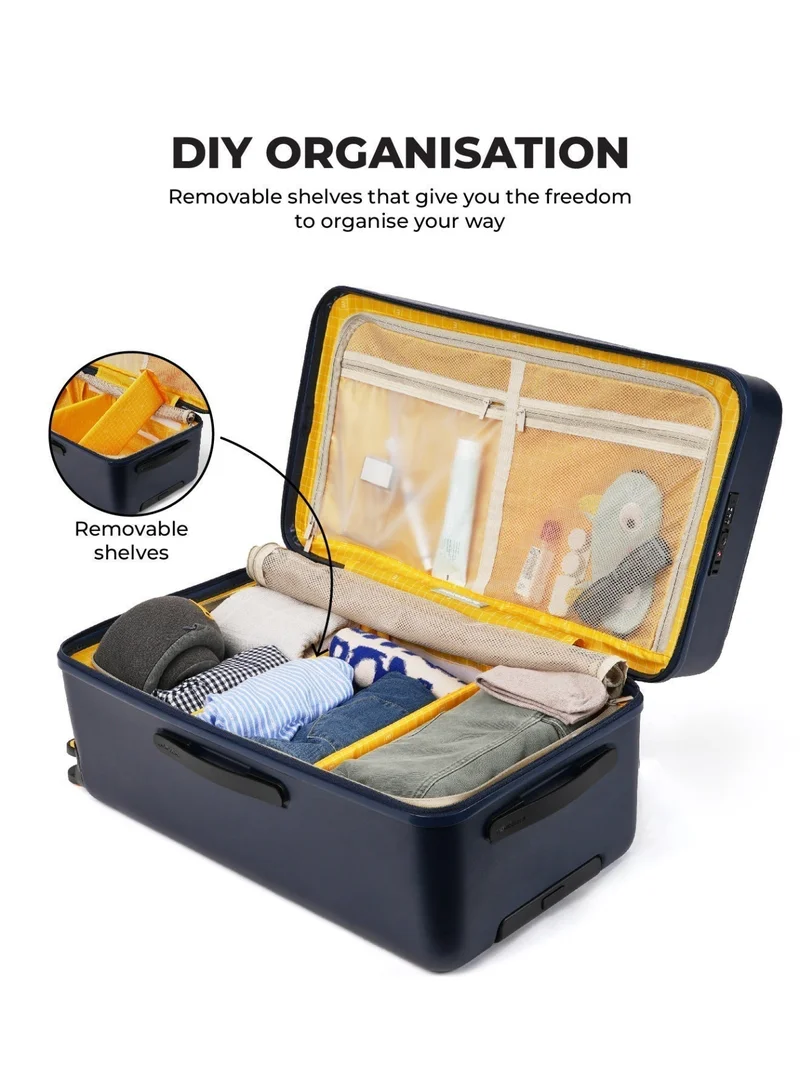 Mokobara Trunk The Transit Trunk Suitcase - Polycarbonate Material | We Meet Again Sunray, Navy Blue  | Best Price UAE
