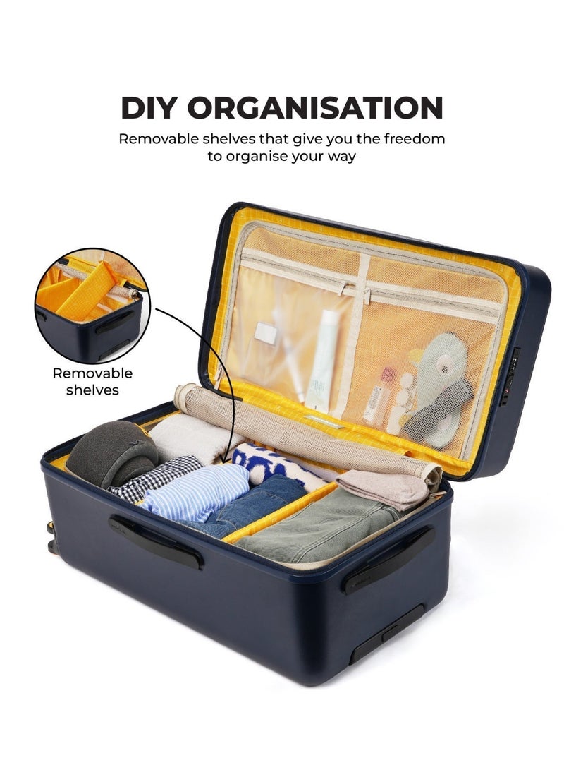 Mokobara The Transit Trunk Suitcase - Polycarbonate Material | We Meet Again Sunray, Navy Blue - Image 3