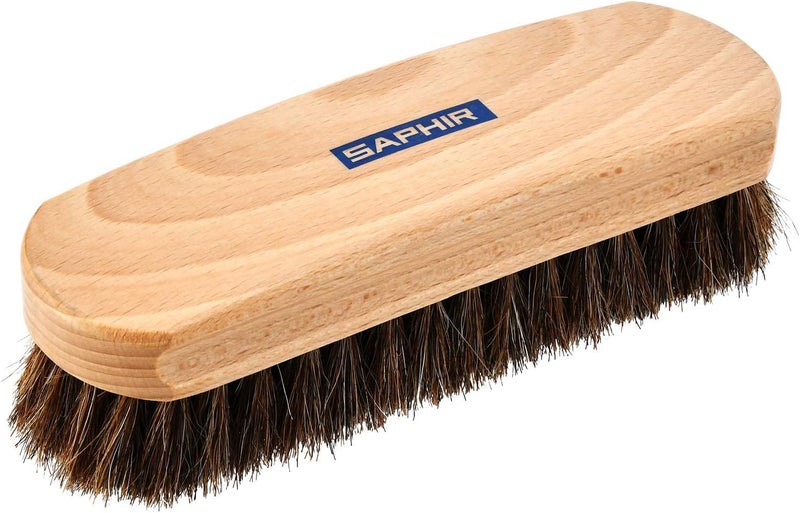Saphir Natural Horsehair Brush - Shoe Polish Brush for Cleaning, Polishing & Buffing Leather Shoes - 7" (18cm) - Image 1