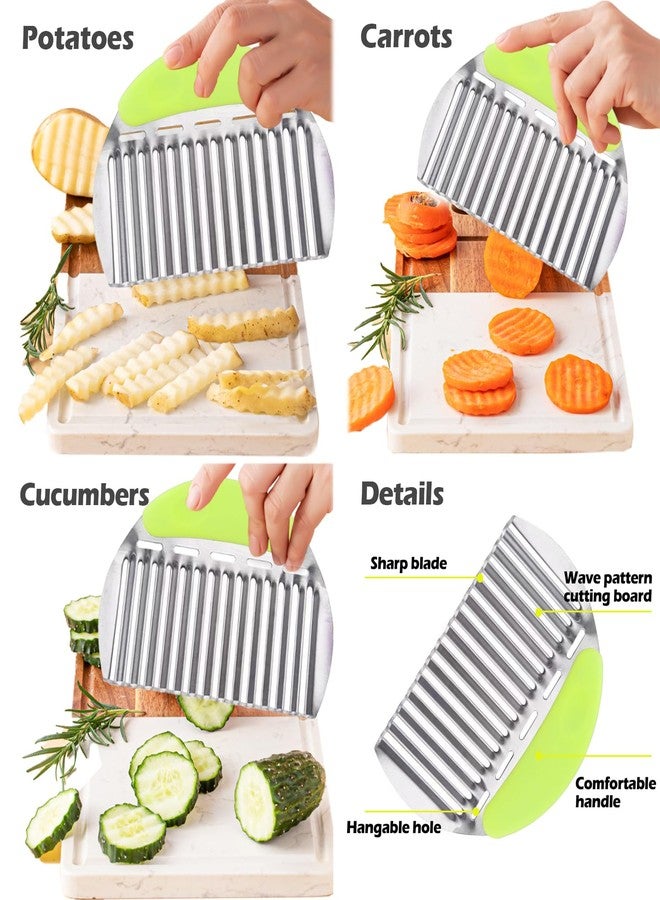 JAYVAR Large Crinkle Cutter French Fry Cutter, Large Wave Slicer Potato Wavy Chopper, Stainless Steel Vegetable Crinkle Cutting Onion Chopping Tool with Handle for Cucumber, Kitchen Dicer Gadgets - Image 3