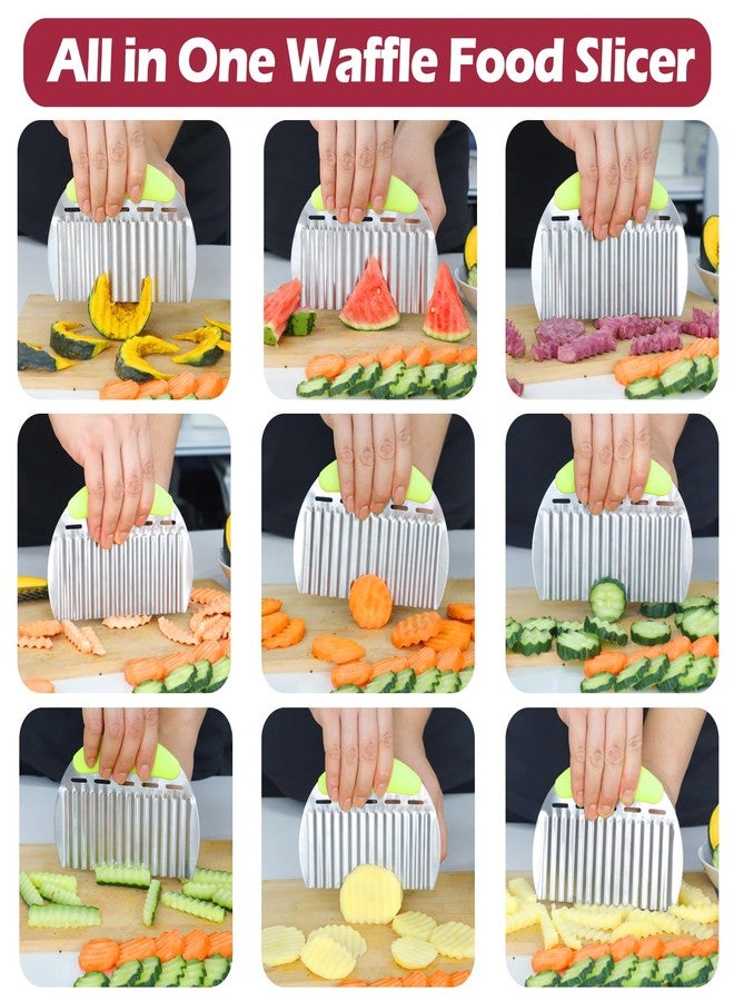 JAYVAR Large Crinkle Cutter French Fry Cutter, Large Wave Slicer Potato Wavy Chopper, Stainless Steel Vegetable Crinkle Cutting Onion Chopping Tool with Handle for Cucumber, Kitchen Dicer Gadgets - Image 4