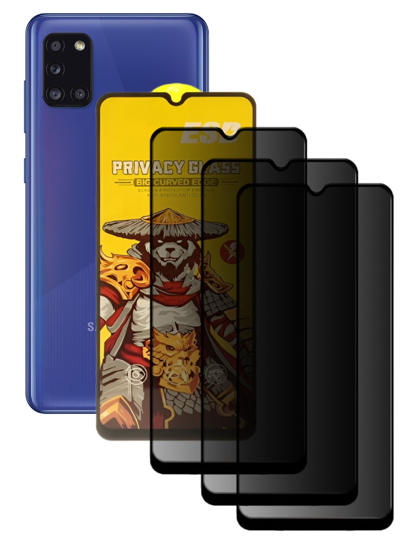 ESD 3 Pieces Tempered Dustproof Privacy Glass Screen Protector Compatible For Samsung Galaxy A31 - Image 1