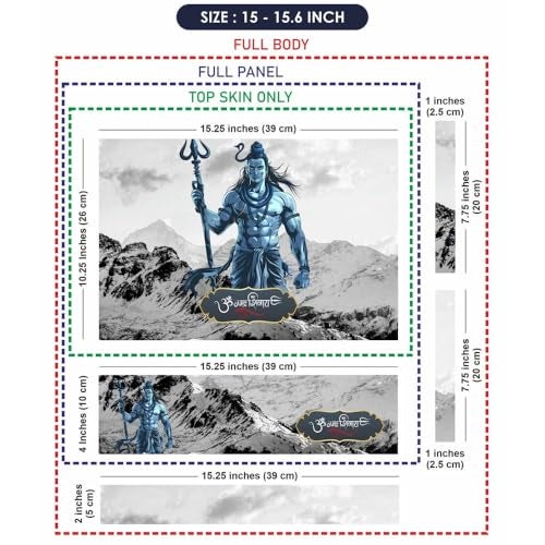 TechFit Full Body Laptop Skin Upto 15.6 inch Sticker Compatible for Dell/HP/Lenovo/Acer/Asus All Laptop Size Upto 14 to 15.6 Inch - Lord Shiva Divine Art - Image 5