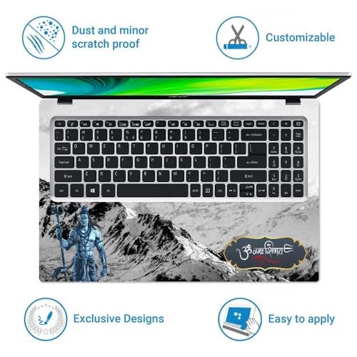 TechFit Full Body Laptop Skin Upto 15.6 inch Sticker Compatible for Dell/HP/Lenovo/Acer/Asus All Laptop Size Upto 14 to 15.6 Inch - Lord Shiva Divine Art - Image 4