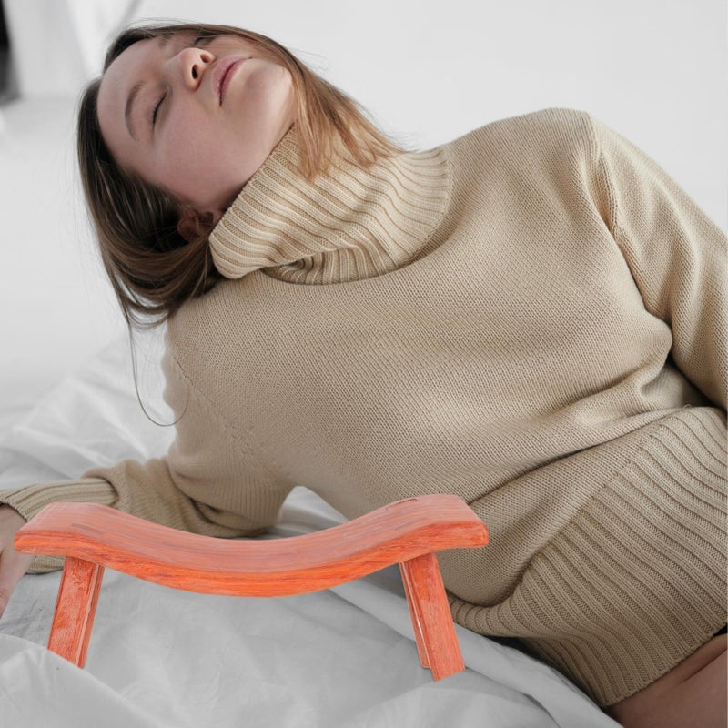 Ergonomic Wooden Neck Pillow Hardwood Massage Support Portable Arc Design For Travel - Image 5