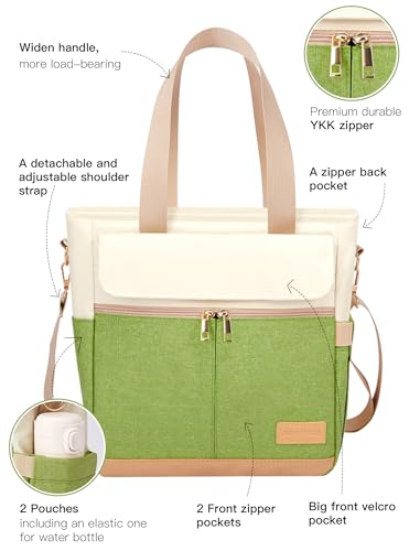 JOYHILL Lunch Bag for Women Lunch Tote Leakproof Insulated Lunch Box with Shoulder Strap Adult Reusable Lunch Cooler Tote Bags for Work Picnic Camping Beach AVOCADO GREEN - Image 3
