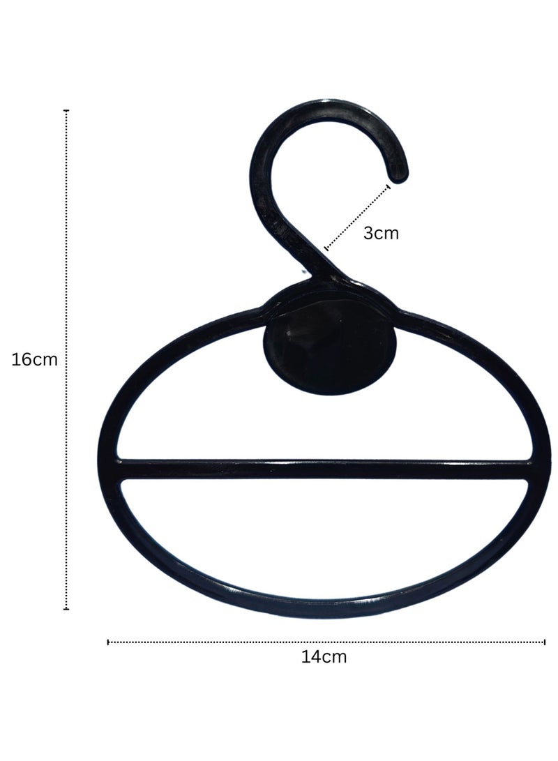 أورتوك 12 قطعة شماعات أوشحة بلاستيكية متعددة الأغراض، منظم أوشحة غير قابل للانزلاق، حامل مناشف حمام، شماعات ملابس موفرة للمساحة، شماعات حجاب سوداء بيضاوية للأوشحة، مناديل رأس لفرز الأوشحة خزانة أوشحة 14x16 سم - Image 2