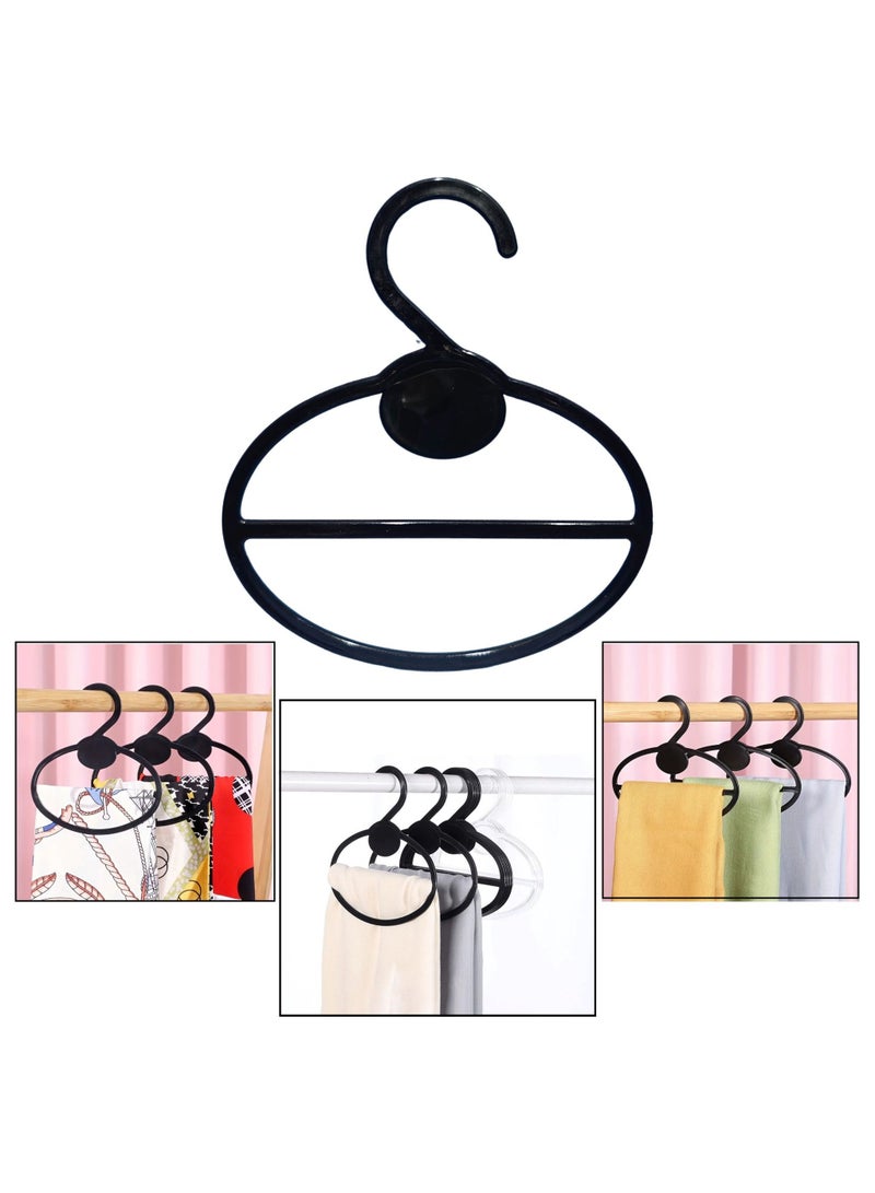 أورتوك 12 قطعة شماعات أوشحة بلاستيكية متعددة الأغراض، منظم أوشحة غير قابل للانزلاق، حامل مناشف حمام، شماعات ملابس موفرة للمساحة، شماعات حجاب سوداء بيضاوية للأوشحة، مناديل رأس لفرز الأوشحة خزانة أوشحة 14x16 سم - Image 1