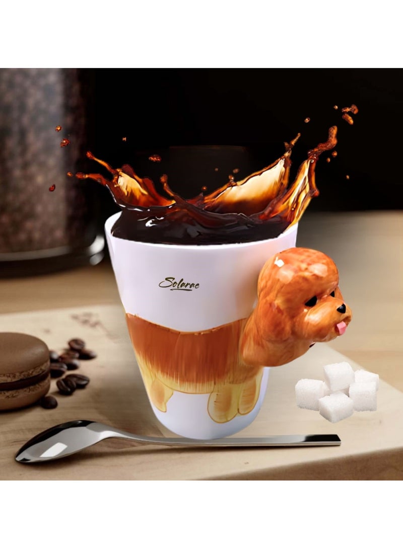 SOLARAE Animal 3D Shape Hand Painted Ceramic 450 ML Coffee Mugs w/ Assorted Printed Animal Character Good for Tea, Coffee, Milk, Ideal Gift for Kids, Teenagers, Man & Woman (POODLE) - Image 5