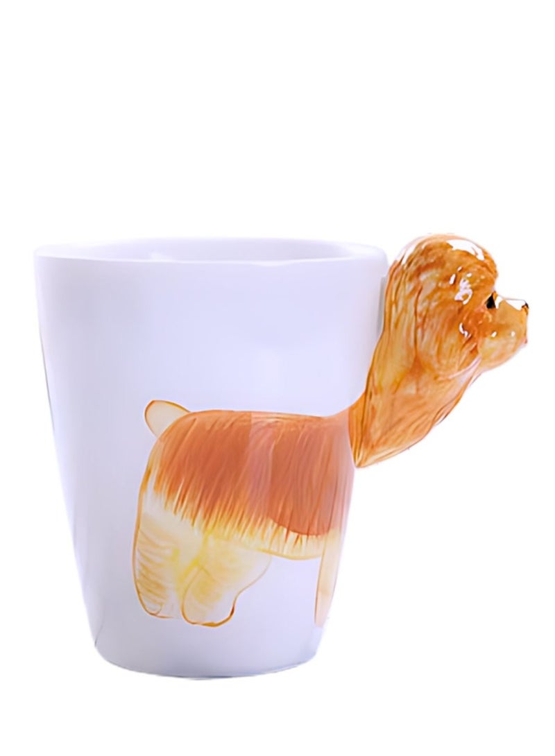 SOLARAE Animal 3D Shape Hand Painted Ceramic 450 ML Coffee Mugs w/ Assorted Printed Animal Character Good for Tea, Coffee, Milk, Ideal Gift for Kids, Teenagers, Man & Woman (POODLE) - Image 1