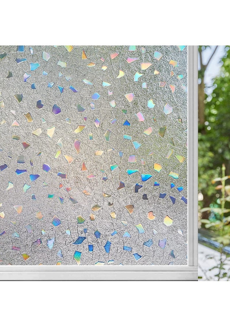 Generic - Window Privacy Film, 3D Decorative Colored Windows Hidden UV Non-adhesive Electrostatic Stained Glass Window Decals Static Adhesion Gravel Design DIY Cuttable Home Decoration (45x200 cm) - Image 1