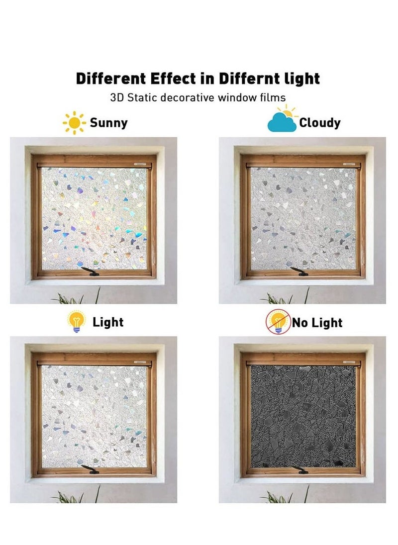 Generic - Window Privacy Film, 3D Decorative Colored Windows Hidden UV Non-adhesive Electrostatic Stained Glass Window Decals Static Adhesion Gravel Design DIY Cuttable Home Decoration (45x200 cm) - Image 1