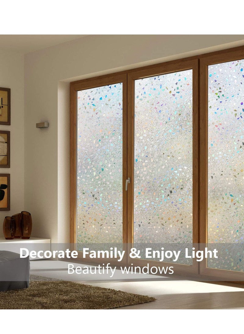 Generic - Window Privacy Film, 3D Decorative Colored Windows Hidden UV Non-adhesive Electrostatic Stained Glass Window Decals Static Adhesion Gravel Design DIY Cuttable Home Decoration (45x200 cm) - Image 1