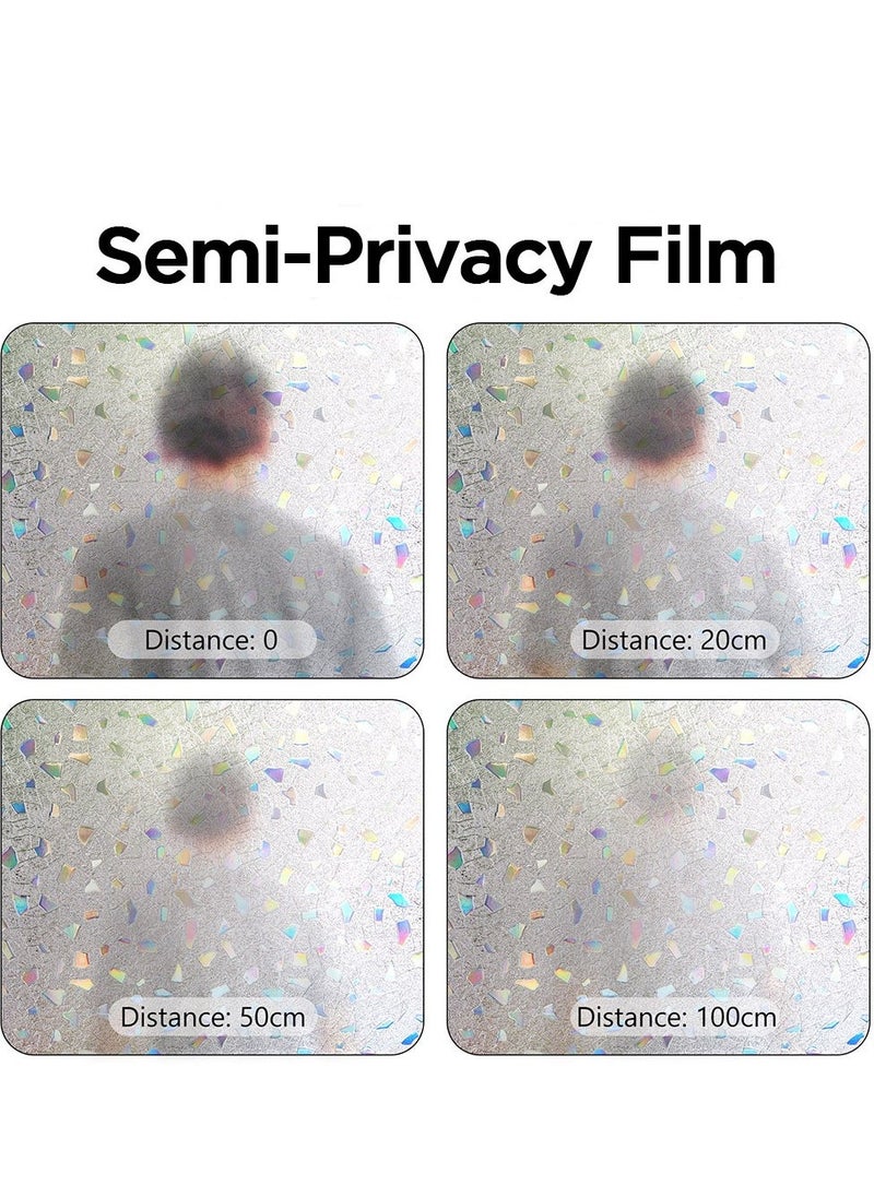 Generic - Window Privacy Film, 3D Decorative Colored Windows Hidden UV Non-adhesive Electrostatic Stained Glass Window Decals Static Adhesion Gravel Design DIY Cuttable Home Decoration (45x200 cm) - Image 1