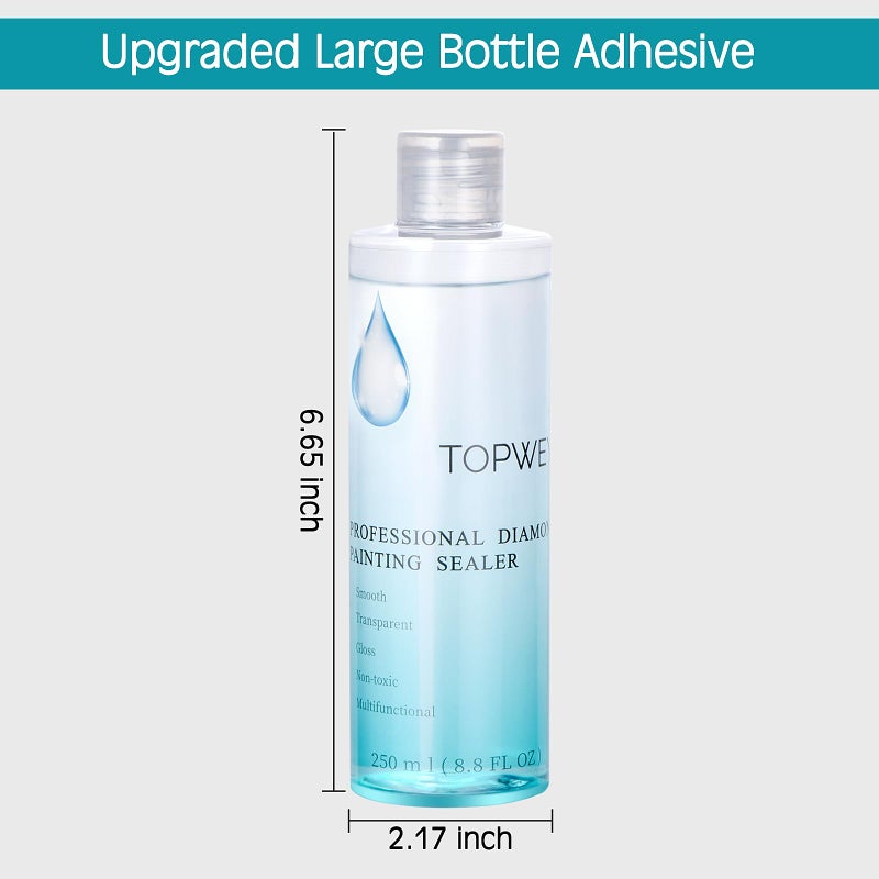 Topwey Large Diamond Painting Sealer, Topwey 250ML Diamond Art Glue with Silicone Applicator Helps Retain Your Diamond Permanent Hold & Shine Effect for Diamond Art Coasters, Puzzles ( 8.8 Fl Oz ) - Image 5