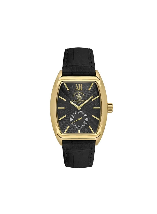 SANTA BARBARA POLO & RACQUET CLUB Santa Barbara Polo & Racquet Club - Noble Men's Watch | Leather Band with Steel Case | Analog | Square Dial | Mineral Glass | Japanese Quartz | Water Resistance 50 Meters