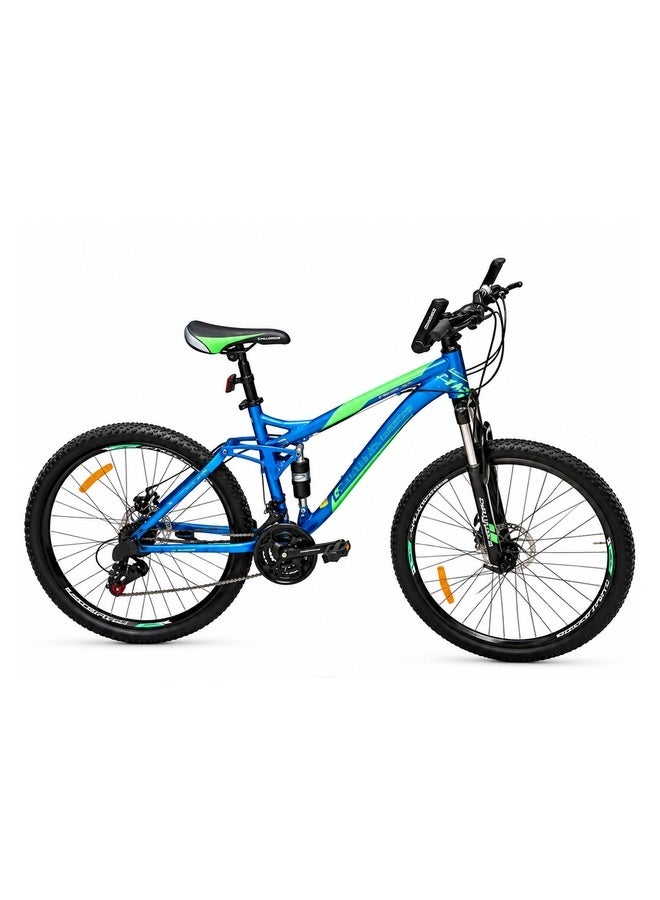 Challenger 27.5-Inch 8-Speed Mountain Bike Bicycle with Front Suspension, 8-Speed Geared Mountain Bicycle with Front Suspension, for recreational cycling, outdoor rides and everyday riding - Blue/Green - Image 1