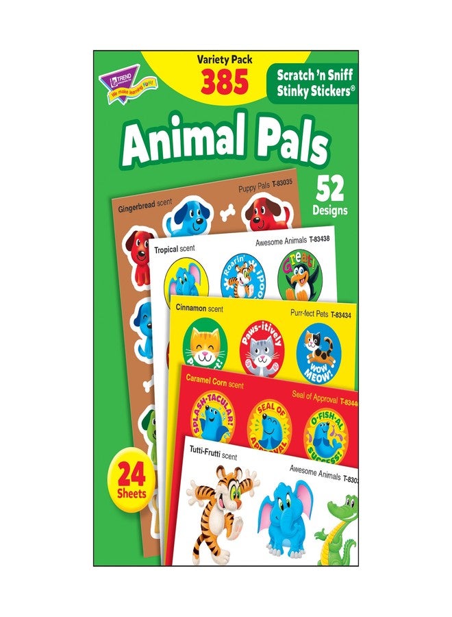 Trend Animal Pals Stinky Stickers Variety Pack by TREND Enterprises, Inc.; 385 ct.; 52 Designs, 5 scents - Image 1
