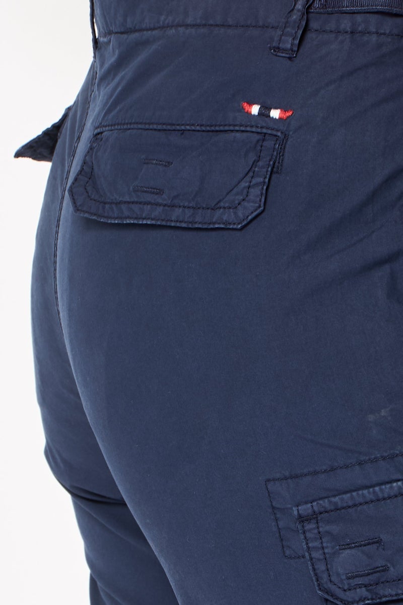 Napapijri Women Solid Cargo Shorts, Navy Blue - Image 3