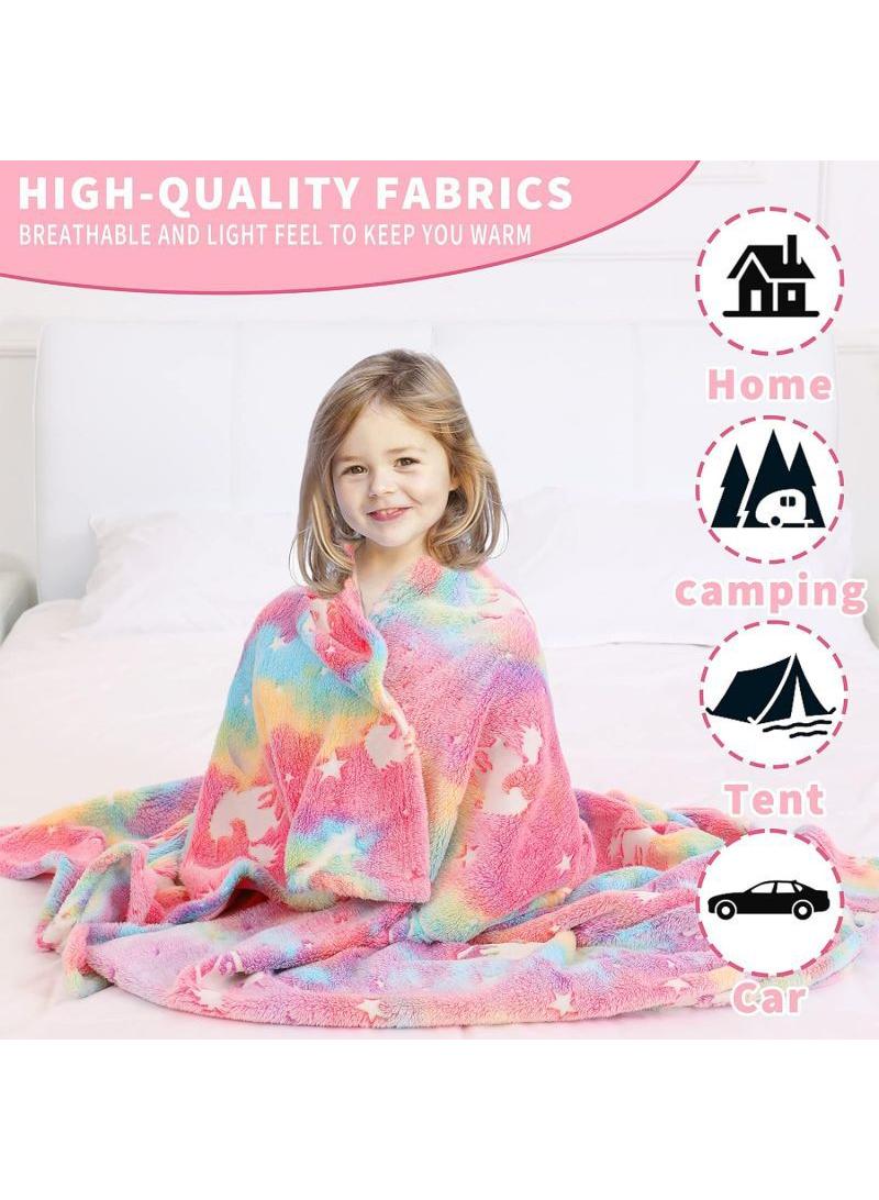 Bluejw بطانية تتوهج في الظلام بطانية مخصصة للأطفال، 50x60 بوصة بطانيات رمي فائقة الراحة من الفليس الناعم للفتيات والفتيان هدايا عيد الميلاد - Image 5