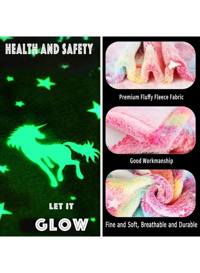 Bluejw بطانية تتوهج في الظلام بطانية مخصصة للأطفال، 50x60 بوصة بطانيات رمي فائقة الراحة من الفليس الناعم للفتيات والفتيان هدايا عيد الميلاد - Image 3