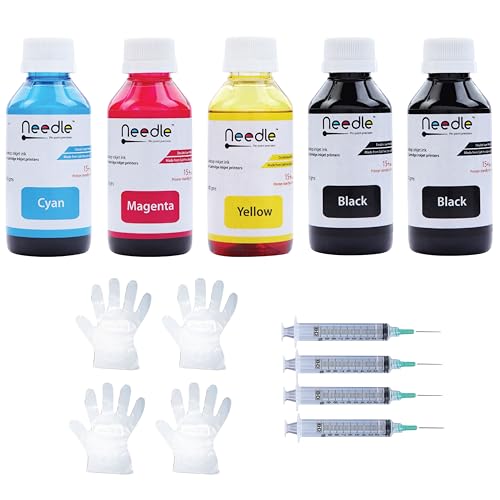 needle ; Pin point precision Needle 5x100gms Cartridge Refill Ink | Made in India | Compatible with Inkjet Printers | Easy Ink Refilling Solution (CMYKK) - Image 1