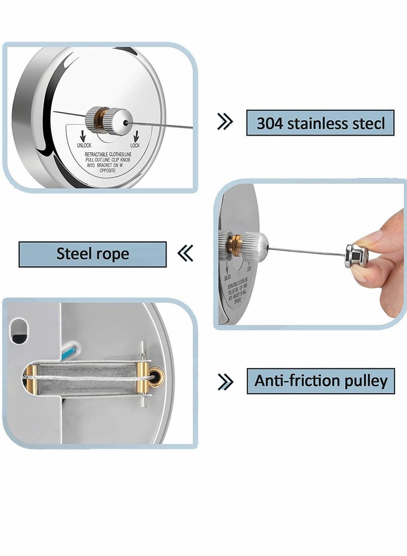 SYOSI Retractable Clothesline 304 Stainless Steel Clothes Dryer with Heavy Duty Adjustable Rope String 9.2 Feets for Hanging Drying Bathroom Laundry Hotel Indoor Outdoor - Image 4