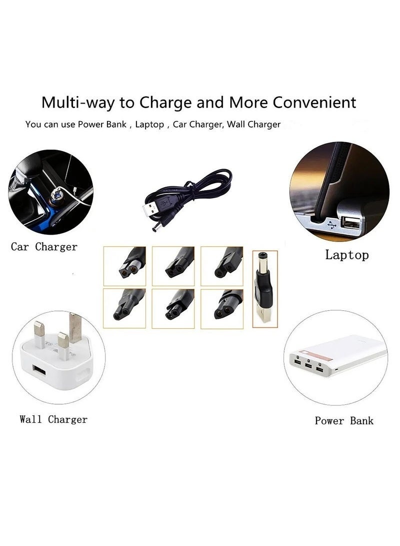 كيلا سلك طاقة 7 في 1، شاحن بديل 5 فولت، محول USB مناسب لماكينات قص الشعر، ماكينات تشذيب اللحية، ماكينات الحلاقة، أدوات التجميل - Image 2