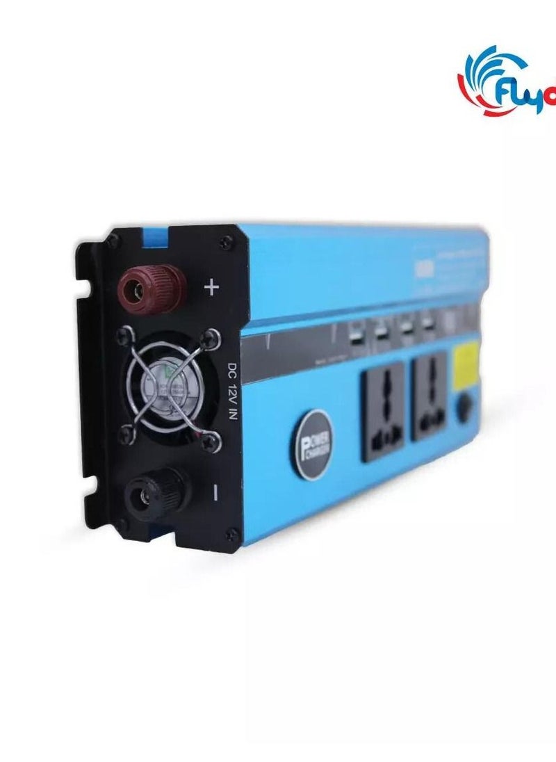 Royal - ROYAL - Car Smart Power Inverter, 1000W, Input Voltage: DC 12V/24V to Output Voltage: AC 220V USB Output: DC 5V 2.4Ax2+ 2.4Ax2 Power 4 USB Port & LED Display BLUE (DYT-4989) - Image 1
