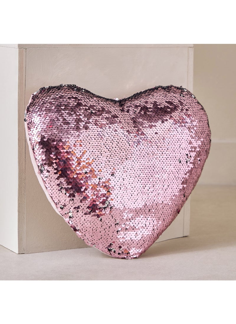 Home Box Flutterby Heart Sequin Cushion 32 x 11 x 32 cm  - Image 1