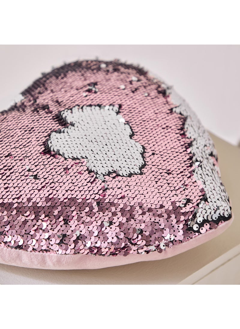 Home Box Flutterby Heart Sequin Cushion 32 x 11 x 32 cm  - Image 3