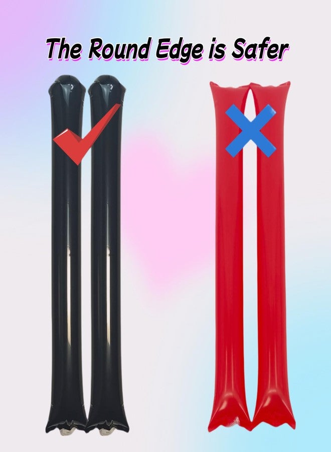 ROSEBB 40pcs Round headTeam Spirit Boom Sticks Thunder Sticks Cheering Sticks Team Spirit Plastic Cheerleading Spirit Stick Clapper Inflatable Noise Maker Sports Supply (Black) - Image 3